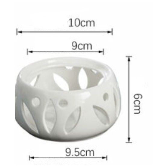 Đế nến bếp nến sứ khắc hoa trắng 9cm